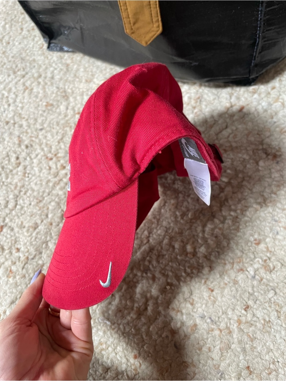 Nike Red Adjustable Baseball Cap with White Embroidery - Picture 3 of 10